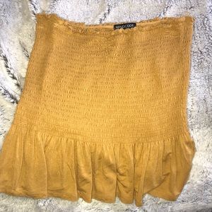 yellow strapless crop top